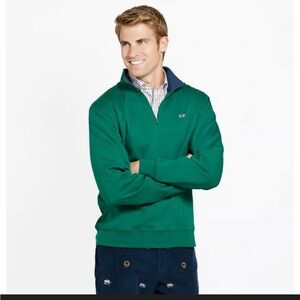 Vineyard Vines 1/4 zip Pullover - green 100% Pima cotton